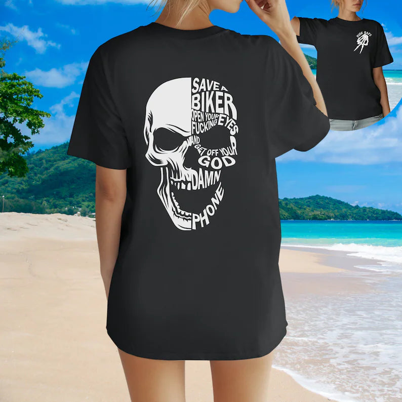 Save A Biker Open Your Eyes Motocycle Gift T-Shirt