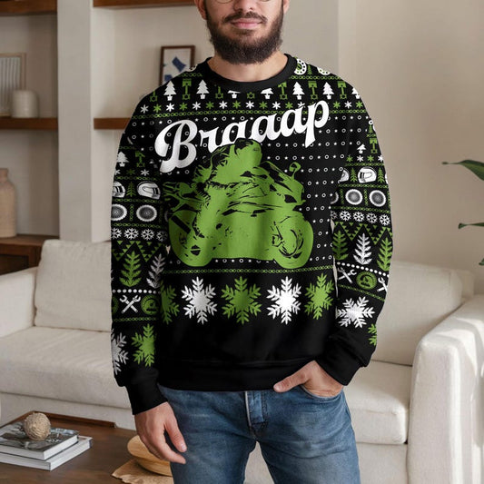 Braaap Biker Christmas Ugly Sweater
