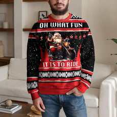 Funny Biker Santa Christmas Ugly Sweater Motorcycle Holiday Gift