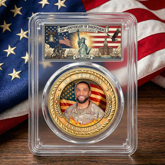 U.S. Veteran 250 Years Of Freedom Custom Photo - Personalized Coin