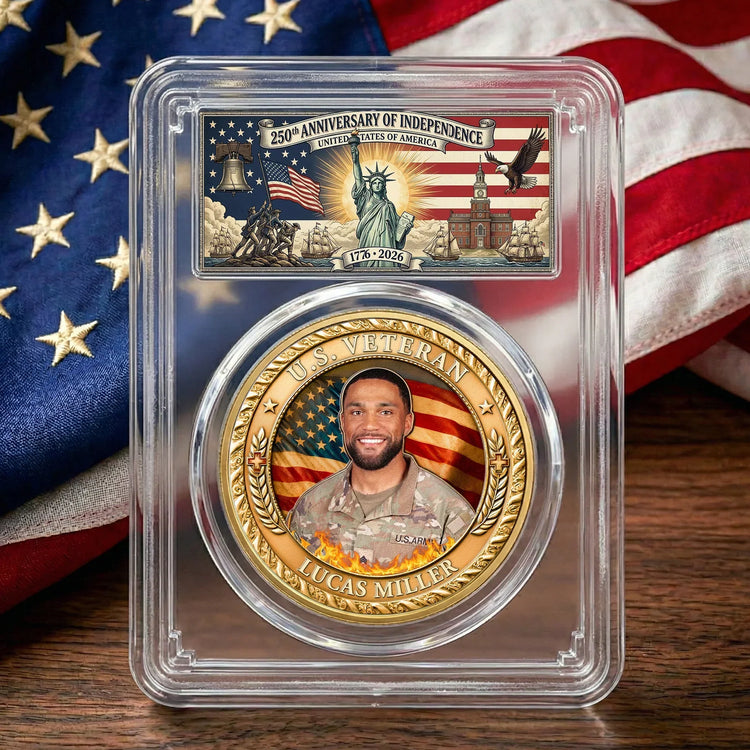 U.S. Veteran 250 Years Of Freedom Custom Photo - Personalized Coin