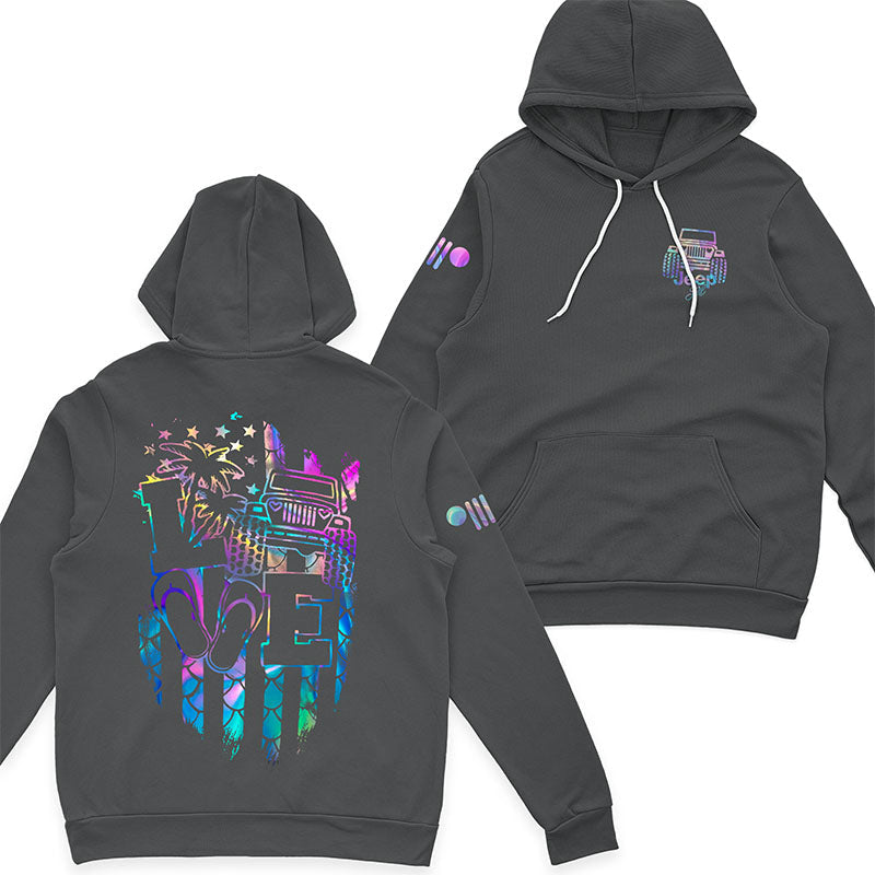 Jeep Girl Loves Beach Holographic T-Shirt Hoodie Supler Store