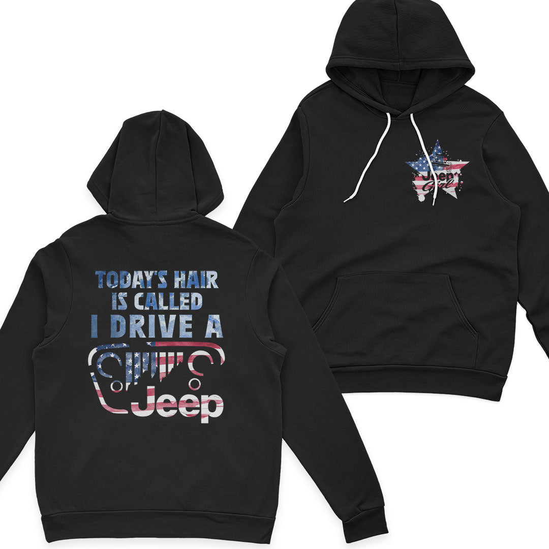 Jeep Girl Hair American Flag US Independennce Day 4th Of July T-Shirt Hoodie Supler Store