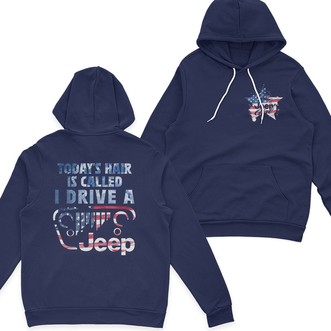 Jeep Girl Hair American Flag US Independennce Day 4th Of July T-Shirt Hoodie Supler Store
