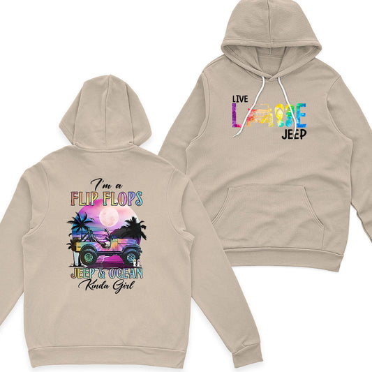 I'm A Flip Flops Jeep & Ocean Kinda Girl T-Shirt Hoodie