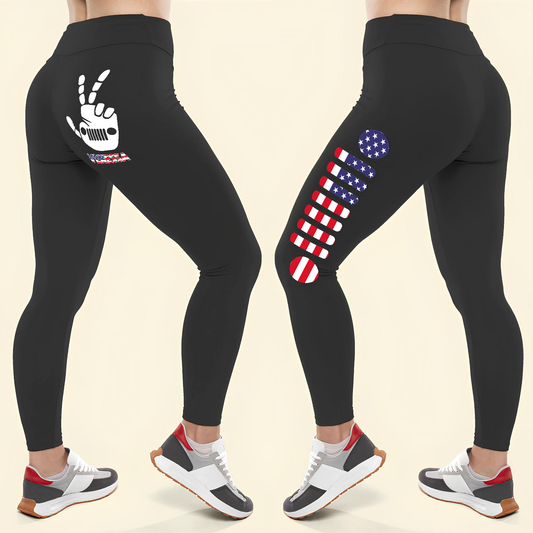 Personalized Jeep Girl USA Flag Independence Day Leggings Supler Store