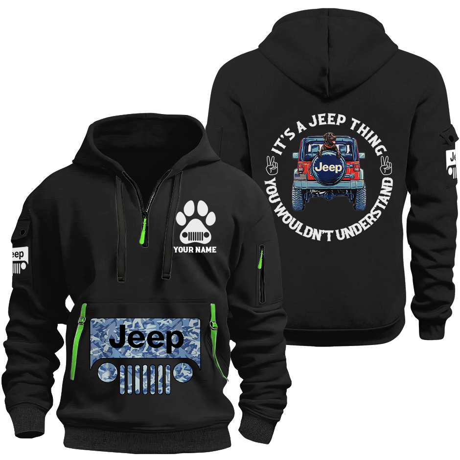 Personalized Jeep Dog Thing Quarter Zip Hoodie Supler Store