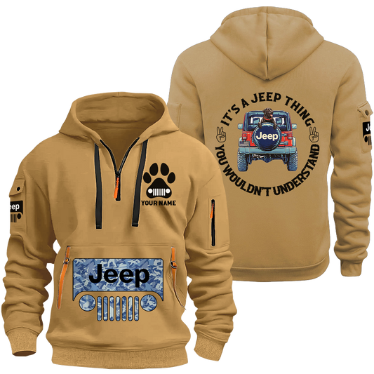 Personalized Jeep Dog Thing Quarter Zip Hoodie Supler Store