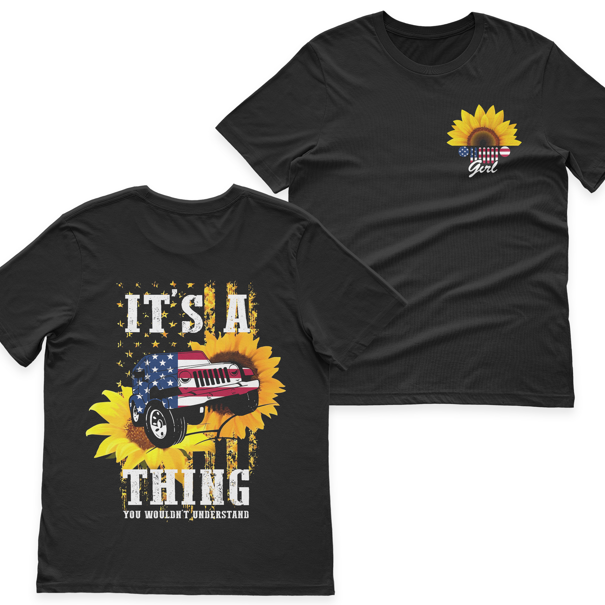 Jeep Girl Sunflower It's A Jeep Thing American Flag T-Shirt Hoodie Supler Store