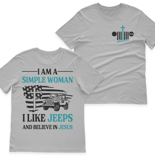 Personalized Jeep I Am A Simple Woman And Believe In Jesus T-Shirt Hoodie