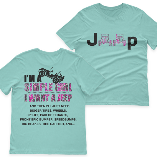 Jeep I'm A Simple Girl Camo T-Shirt Hoodie Supler Store