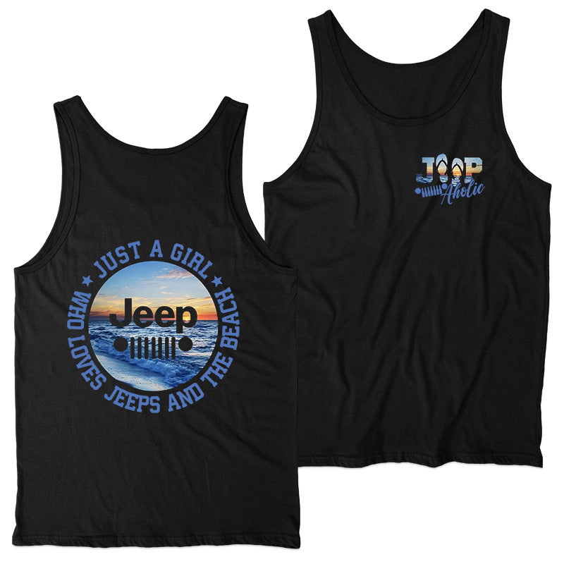 Just a Girl Who Loves Jeeps and The Beach Tank Top Supler Store