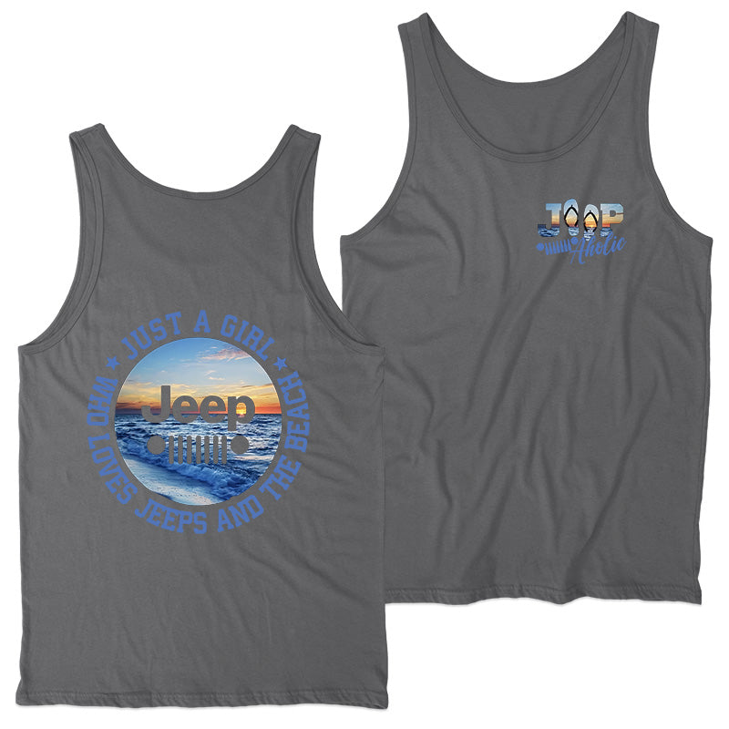 Just a Girl Who Loves Jeeps and The Beach Tank Top Supler Store