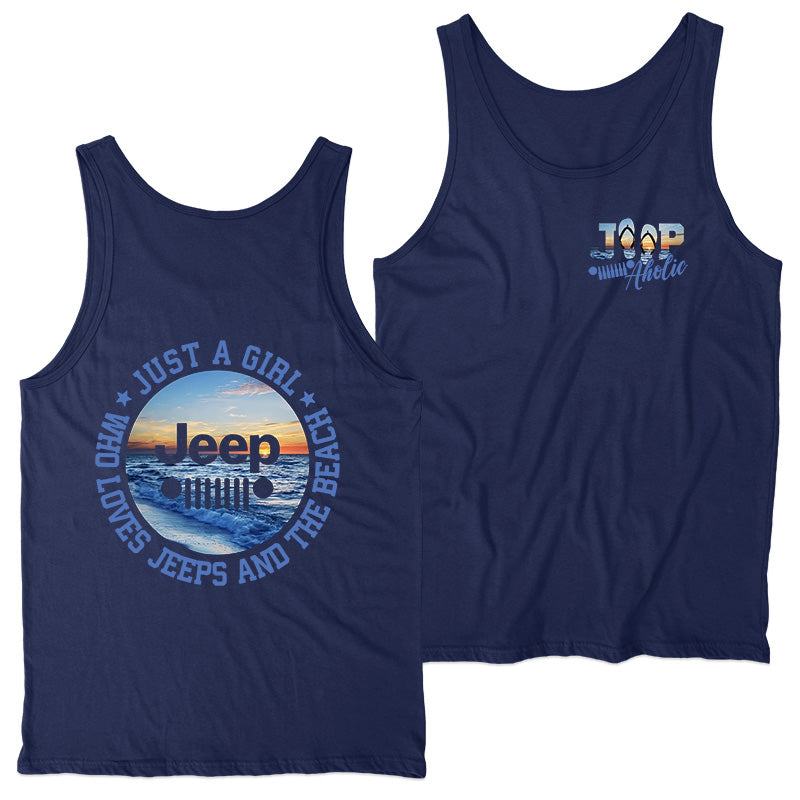 Just a Girl Who Loves Jeeps and The Beach Tank Top Supler Store