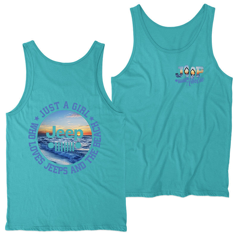 Just a Girl Who Loves Jeeps and The Beach Tank Top Supler Store