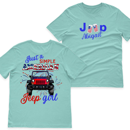 Personalized Just A Simple American Jeep Girl American Flag T-Shirt Hoodie