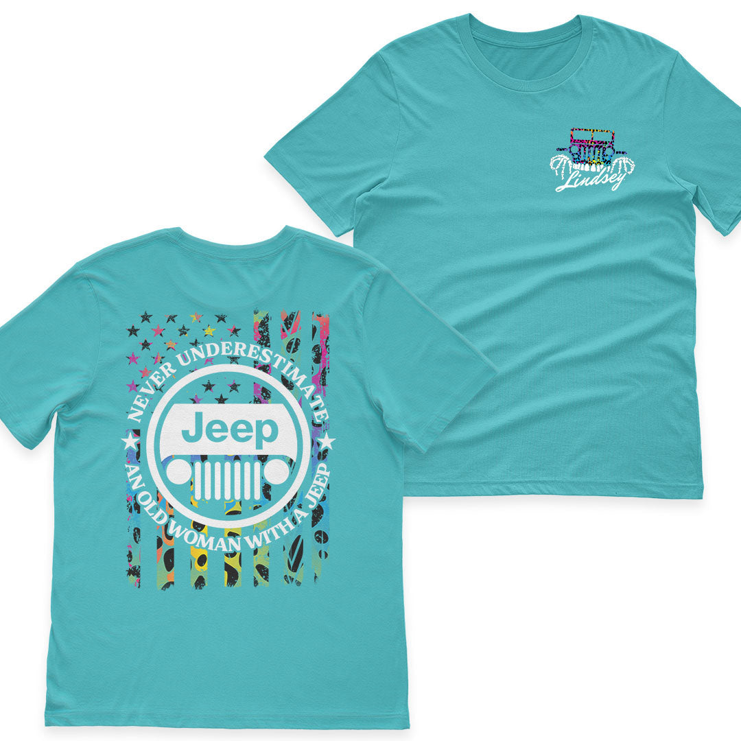 Personalized Never Underestimate An Old Woman With A Jeep Rainbow Leopard T-Shirt Hoodie Supler Store