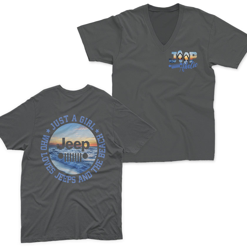 Just a Girl Who Loves Jeeps and The Beach V-Neck T-Shirt Supler Store