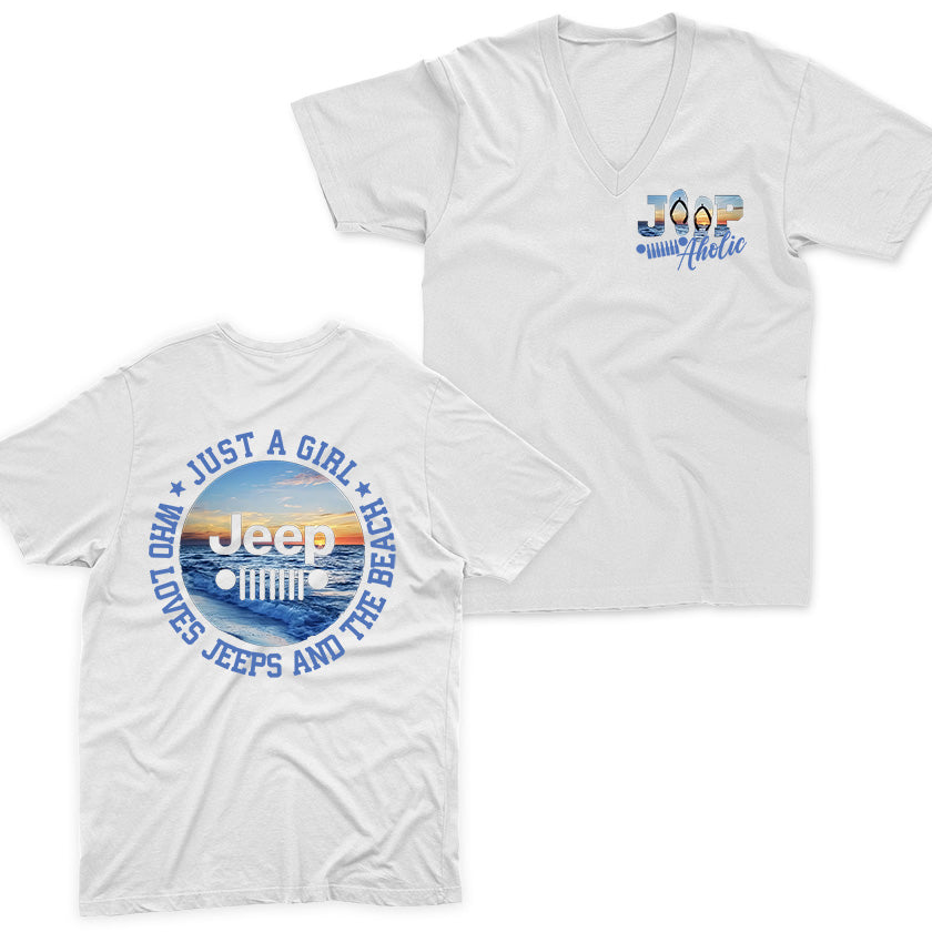 Just a Girl Who Loves Jeeps and The Beach V-Neck T-Shirt Supler Store