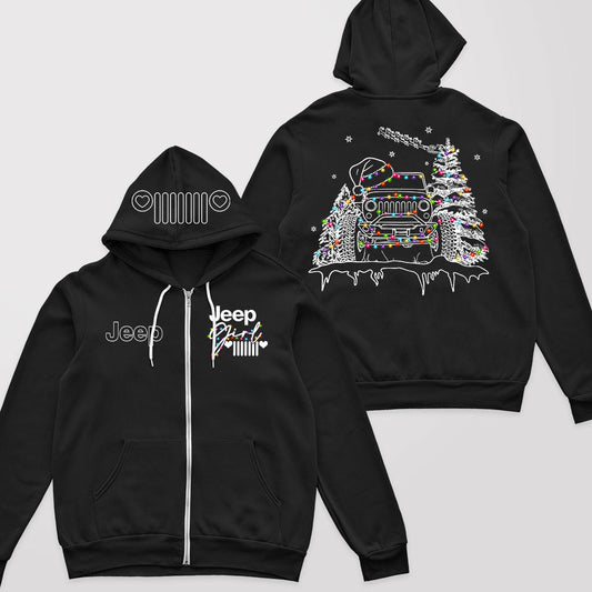 Jeep Girl Grille Icon Christmas Zip Hoodie Supler Store