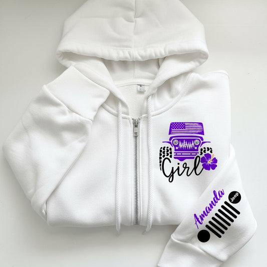 Personalized Jeep Girl Flower Zip Hoodie Supler Store