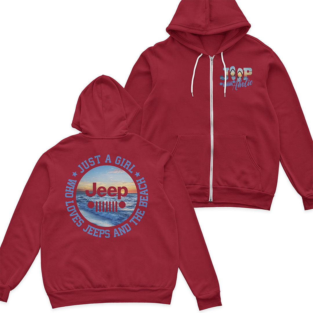 Just a Girl Who Loves Jeeps and The Beach Hoodie Supler Store
