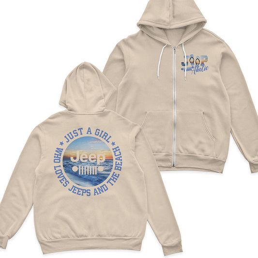 Just a Girl Who Loves Jeeps and The Beach Hoodie Supler Store