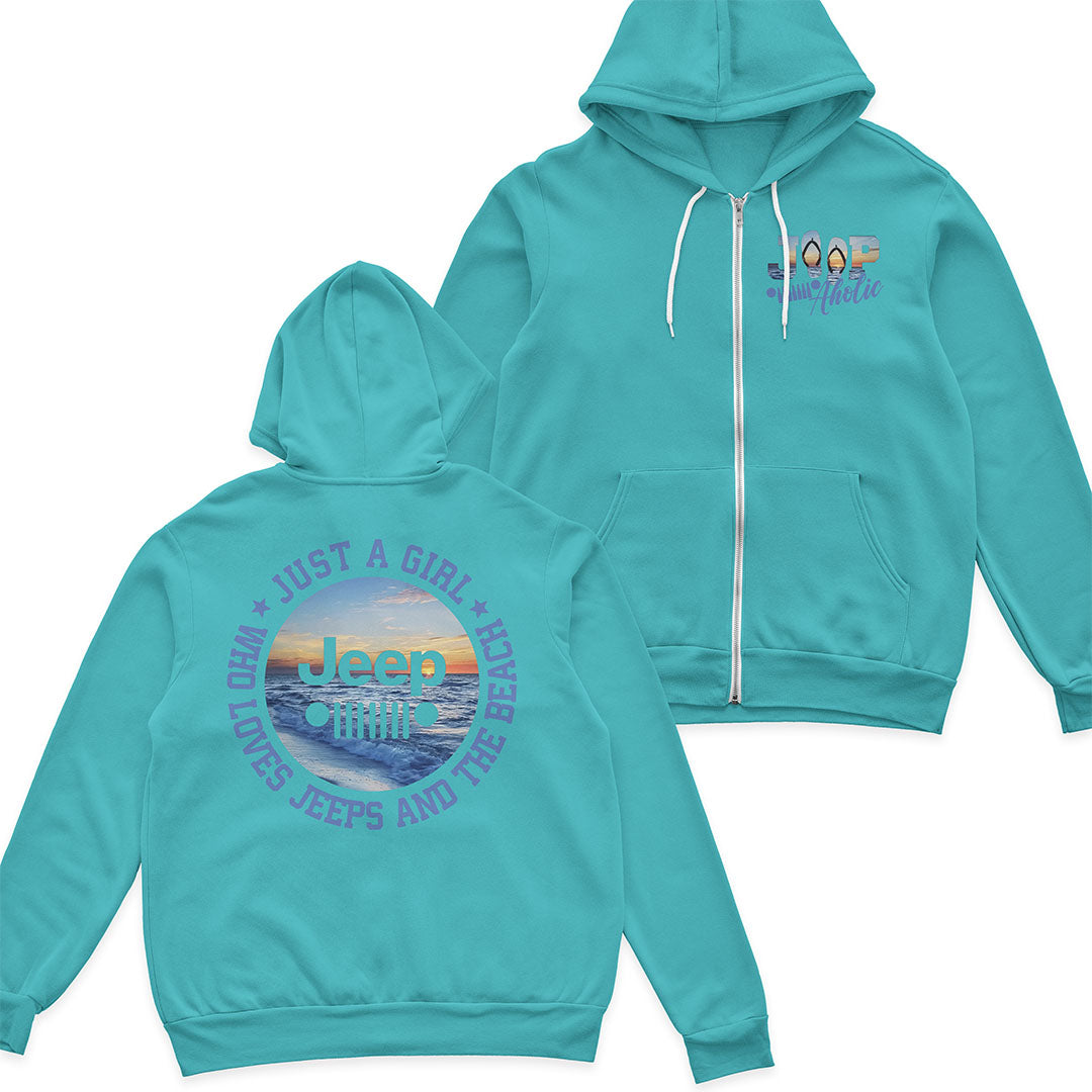 Just a Girl Who Loves Jeeps and The Beach Hoodie Supler Store