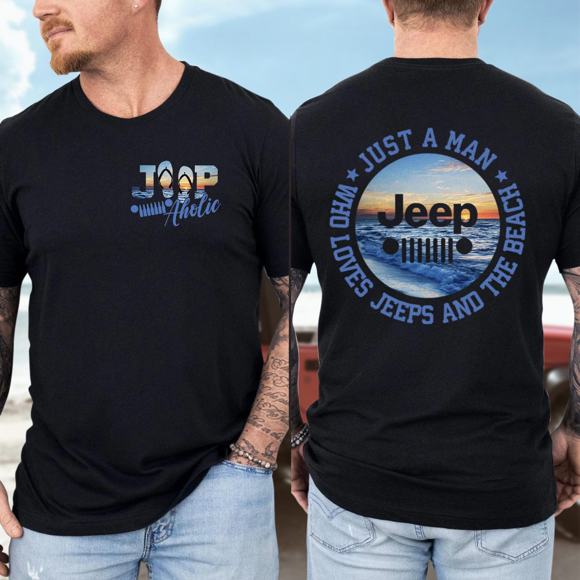 Just a Man Who Loves Jeeps and The Beach T-Shirt Supler Store